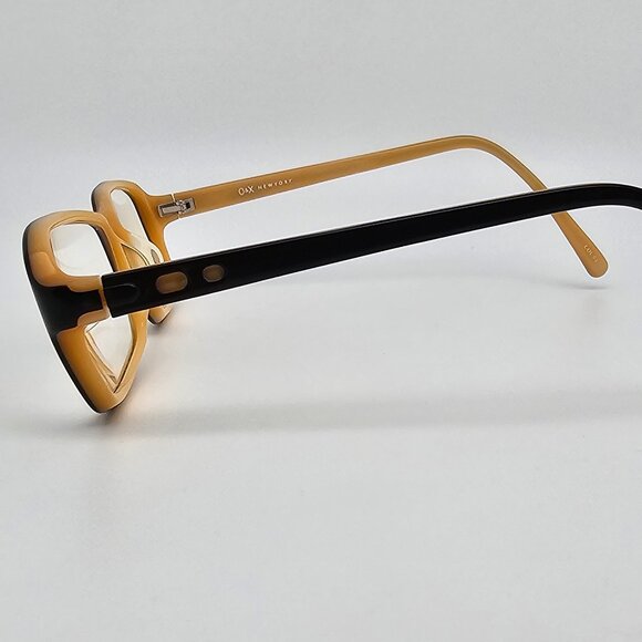 O&X New York OP-17 Gloss Black on Cream Eyeglasses Frame Japan 54-16-142 - Picture 3 of 12